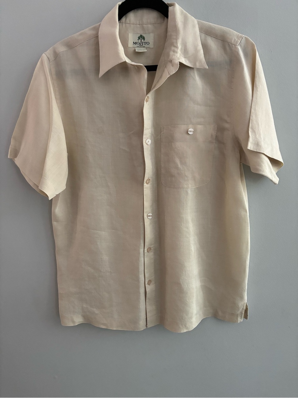 Mojito Collection 100% Linen Men’s Short Sleeve Resort Shirt Medium Cream Beige